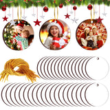 ZYNERY 40 Pcs Sublimation Ornament Blanks, Christmas Ornament Blanks, Double Side Sublimation Blanks Products with Gold String, MDF Round Acrylic Blanks Ornaments for Crafts, Christmas Gift, 2.76 in ZYNERY