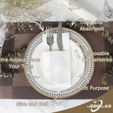 JEBBLAS Disposable Cloth Like Napkins, Built-in Flatware Pocket, Wedding Party Linen Feel White Napkin, Prefolded for Silverware,50 Count JEBBLAS