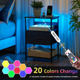 Somdot Black Nightstand with Charging Station and LED Light for Bedroom, Bedside Table End Table for Dorm Guest Room Bedside Kids Laundry Closet Entryway Hallway, Black Somdot