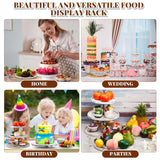 Roowest Wood Cake Stands Set of 6 Wood Dessert Tower Dessert Trays Desert Stands Cupcake Stand Rustic Wood 3 Tier Cupcake Serving Stands with Dessert Trays Farmhouse Wood for Tea Party (Vintage Brown) Roowest