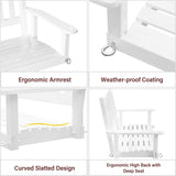 MUPATER Outdoor Patio Hanging Wooden Porch Swing 4FT with Chains, 2-Person Heavy Duty Swing Bench for Garden and Backyard, White MUPATER