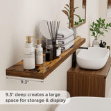 Fun Memories Floating Shelves 48 Inch Long, 9.3 Inch Deep Wall Shelf for Fireplace Mantel, Rustic Farmhouse Wooden Shelves for Wall Decor Bathroom, Kitchen, Office, Rustic Brown, Set of 1 Fun Memories