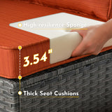 Weaxty 5 Pieces Patio Furniture Sets,Wicker Outdoor Sectional Sofa with Thicken Cushion and Rattan Coffee Table,Patio Conversation Couch Set for Porch, Balcony,Yard, Poolside,Orange Red weaxty W