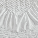 Ruffled Quilt Bedding Set Queen Size 96 * 96in - 3 Pieces Solid Shabby Chic Farmhouse Ruffles Rustic Coverlet Lightweight Fluffy Summer Oversized Bedspread with Shams for Women Men White UOZZI BEDDING
