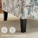Bezseller Floral Accent Chair, Upholstered Reading Armchair with Wood Legs, Mid-Century Leisure Comfy Single Sofa Chair for Living Room, Bedroom, Home, Office, White Floral Bezseller