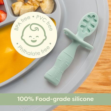 UpwardBaby 3-Pack Silicone Baby Feeding Spoons with Anti-Choke Barrier for Self Feeding 6 Months, Infant First Stage Textured Toddler Utensils, Baby Led Weaning Spoons UpwardBaby