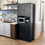 HLR 72" Kitchen Pantry Storage Cabinet, Freestanding Larder Cupboard, Kitchen Hutch Cabinet with Microwave Stand,Utility Pantry with Doors and Shelves for Dining Room, Living Room, Laundry HLR