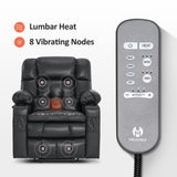 MCombo Dual Motor Small Power Lift Recliner Chair for Elderly, Lay Flat Lift Chair with Heat and Massage, Petite Lift Chair, Cup Holders, Faux Leather 7893 (Black, Small) MCombo