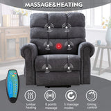 ANJ Large Power Lift Recliner Chair with Massage and Heat for Elderly Big People, Electric Wide Recliners, Heavy Duty and Safety Motion Fabric Reclining Mechanism with USB Ports, Side Pocket, Grey ANJ