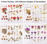 Knaid Pressed Flower Themed Stickers Set (320 Pieces) Dried Flowers Resin Stickers Decals Floral Botanical Journaling Stickers for Scrapbook Supplies Junk Journal Bullet Journal Planner Laptops Knaid