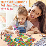 ijbnhd 8 Pcs Flowers Diamond Art Coasters with Holder-DIY Flowers Diamond Painting Coasters 5D Diamond Art Coaster with Cork Pads for Adults for Holiday Gift ijbnhd