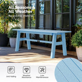 VINGLI 47” Outdoor HDPE Bench, Weatherproof Garden Bench w/Metal Legs, Poly Lumber Porch Benches, 660 LBS Capacity Outdoor Backless Patio Benches for Entryway Deck (Blue) VINGLI