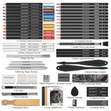 HIFORNY 76 PCS Drawing Set Sketching Kit,Sketch Pencils Art Supplies with Graphite,Charcoal,Blending Tools & Accessories,Portable Zippered Travel Case for Artists & Beginners HIFORNY