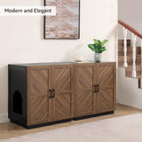 unipaws Cat Litter Box Enclosure with Shelves, Tall Hidden Litter Box Cover for Tall or Top Entry Litter Box, Kitty Enclosed Litter Box Cabinet, Cat Box Furniture, Walnut unipaws