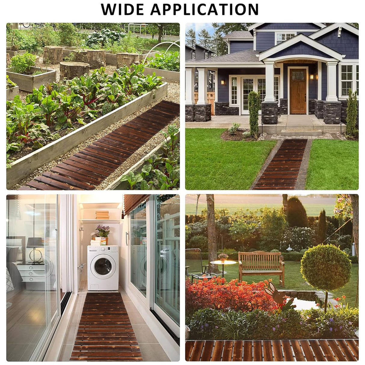 8.2 Ft Wooden Garden Pathway - Weather Resistant Outdoor Roll Out Decorative Walkway, Straight Walkway for Patio Beach Backyard Wedding Party Pathway MEWTOGO