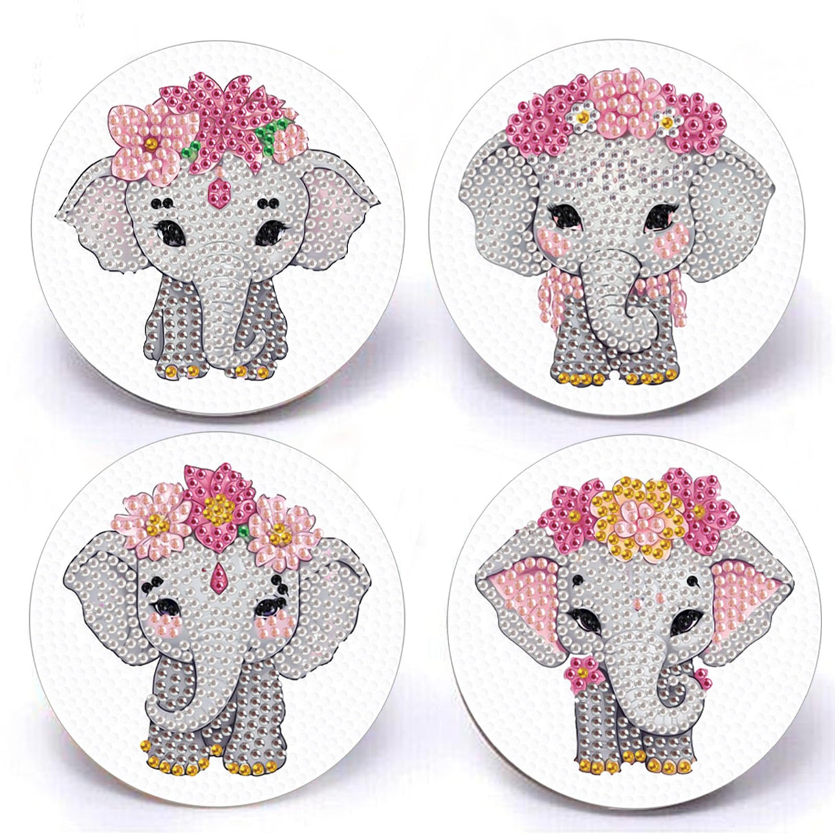4 Pcs Diamond Painting Creative Coasters DIY Animal Elephant Diamond Art Coasters Diamond Painting Kits Diamond Non Slip Coaster for Beginners Adults Home Dining Decors Art Crafts antor