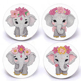 4 Pcs Diamond Painting Creative Coasters DIY Animal Elephant Diamond Art Coasters Diamond Painting Kits Diamond Non Slip Coaster for Beginners Adults Home Dining Decors Art Crafts antor