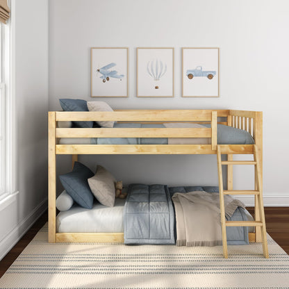 Max & Lily Fundamental Twin Low Bunk Bed - Solid Wood Kids Bed Frame with High Safety Features - WoodArtSupply