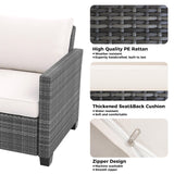 Garvee Patio Furniture Set 5 Pieces, 7-Seat PE Rattan Wicker Outdoor Sectional Patio Conversation Set with Waterproof Cusions and Coffee Table, Grey Rattan and Beige Cushion Garvee
