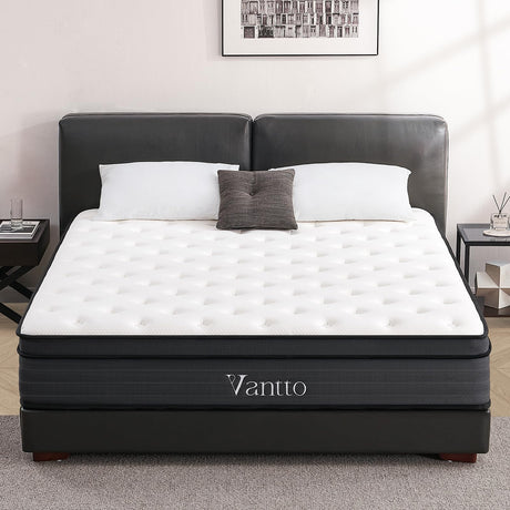 Vantto Full Size Mattress, 12 Inch Memory Foam Hybrid Mattress in a Box with Pocket Springs for Motion Isolation Pressure Relief, 100 Nights Trial, CertiPUR-US Vantto