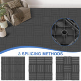 MYFAMIREA 27 Pcs Plastic Interlocking Deck Tiles 12" x 12" Patio Floor Decking Tiles Indoor Outdoor Waterproof Non-Slip Flooring Tiles All Weather Use for Balcony Backyard Porch Poolside, Dark Grey MYFAMIREA