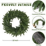 22 Inch Real Touch Christmas Wreath, Natural Droopy,Soft Bendable Winter Wreaths for Front Door, Christmas Wreath for Door, Thanksgiving Wreath, Christmas Greenery Christmas Decorations Outside LZNPA