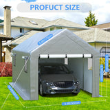 Jocoevol Carport 10x20 ft Heavy Duty with Roll-up Windows, Portable Garage with Removable Sidewalls & Doors, Car Canopy with Sandbags All-Season Tarp for Car Boat Truck Motorcycle Jocoevol