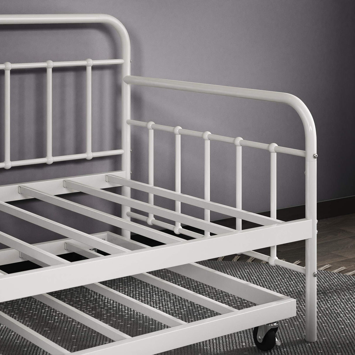 ZINUS Florence Twin Daybed and Trundle Frame Set, Premium Steel Slat Support, Daybed and Roll Out Trundle Accommodate, Twin Size Mattresses Sold Separately Zinus