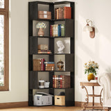 IRONCK Corner Bookshelf, 80.3" Tall Corner Bookcases with Anti-Drop Panel, Corner Shelf Storage Display Rack for Living Room Home Office, Black IRONCK