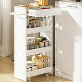 IRONCK Slim Storage Rolling Cart with Drawer and Wheels and Handle, 4 Tier Slide Out Utility Kitchen Cart for Small Spaces Kitchen Laundry Narrow Places, White IRONCK