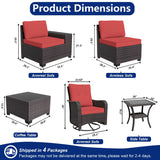 ASJMR 9 Pieces Patio Furniture Set with 2 Swivel Chairs Patio Furniture Outdoor Sectional Sofas Outdoor Patio Conversation Set - Red ASJMR