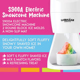 Hawaiian Shaved Ice S900A Snow Cone and Shaved Ice Machine with 2 Reusable Plastic Ice Mold Cups, Non-slip Mat, Instruction Manual, 1-year Manufacturer’s Warranty, 120V, White Hawaiian Shaved Ice