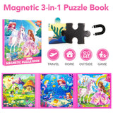 Princess Magnetic Mermaid Puzzles for Toddlers 3-5 Girls, 20-25-30 Pieces, Ages 4-6, Travel Entertainment Toys, Birthday Gifts Jeacirio