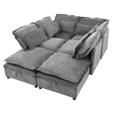 Merax Modular Sectional Sofa with Storage, Freely Combinable Modern Couch Bed with Double-Layer Cushions, for Living Room, Office, and Apartment, Grey Merax
