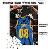 MBHappy Wooden Jigsaw Puzzles for Adults - Custom Name and Number on (Golden State) Basketball Player Art Photo - 300 500 1000PCS Puzzles Game Home Wall Decor MBHappy