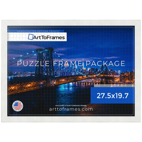 ArtToFrames 27.5x19.7 INCH/70x50 CM White Frame for 1000 Piece Puzzles.This 1.25 Inch Custom MDF Puzzle Frame is White - Comes with Economy Acrylic (Puzzle5179-27.5x19.7) ArtToFrames
