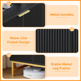 Luoxiao Fluted Sideboard Buffet 55" Console Table for Entryway Modern Credenza Accent Cabinet with Adjustable Shelves Coffee Bar Cabinet for Living Room, Kitchen, Dining Room,Hallway Black Luoxiao