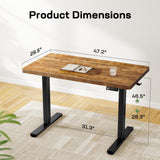 Marsail 48 x 30 Electric Standing Desk with One-Piece Desktop, Sit Stand Desk with Thickened Tabletop, Height Adjustable Stand Up Desk with Cable Management for Home Office(Frame+Desktop, 2 Packages) Marsail