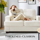 Zelimon Loveseat, 61” Spacious Deep Seat Sofa for Living Room/Bedroom/Office/Apartment, Sofa Bed for Small Spaces, Detachable Futon Couch Cover, Easy to Install, Beige Teddy Fleece Zelimon