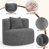 SGHATAJ Modern Swivel Accent Chair, 360-Degree Round Swivel Barrel Chair with Removable Pillow, Upholstered Boucle Accent Chairs for Living Room,Bedroom,Coffee Bar (Elegant Grey) SGHATAJ