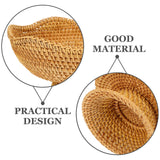 Zerodeko Rattan Fruit Bowl Bread Basket Woven Footed Bowl Round Pedestal Plate Dessert Display Platter Snack Serving Dish Tabletop Organizing Basket for Kitchen Counter Zerodeko