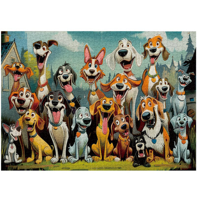 Funny Dog Puzzles for Adults 1000 Pieces, Cute Puppy Animal Jigsaw Puzzle, Challenging Puppies Family Puzzle as Home Wall Art Decor