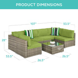 Best Choice Products 7-Piece Modular Outdoor Sectional Wicker Patio Conversation Set w/ 2 Pillows, Coffee Table, Cover Included - Taupe/Pistachio Best Choice Products