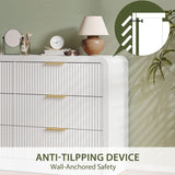 Decofy Fluted 6 Drawers Dresser for Bedroom, 55 Inch Wood Dressers with Gold Handles, Modern Dressers with Wave Texture, Large Storage Chest of Drawers, Bedroom Dresser Organizer (Pure White) Decofy