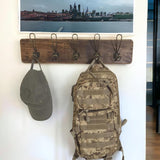 WRIGHTMART Rustic Farmhouse Wall Mounted Coat Rack – 24” Reclaimed Wood Board with 5 Heavy Duty Hooks, Natural Finish, Handcrafted Storage for Entryway, Hallway, or Bedroom WRIGHTMART