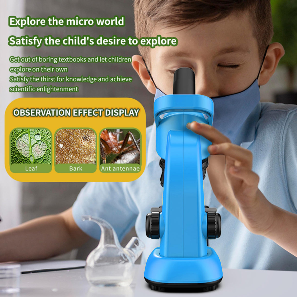 Kids Microscope,40-1600x Microscope Kit for Kids Beginners Children,STEM Kit,Prepared Slides,LED Light and Configured Various Operating Tools- Science Experiment Toy for Kids Ages 6-12 DOUBLE CC