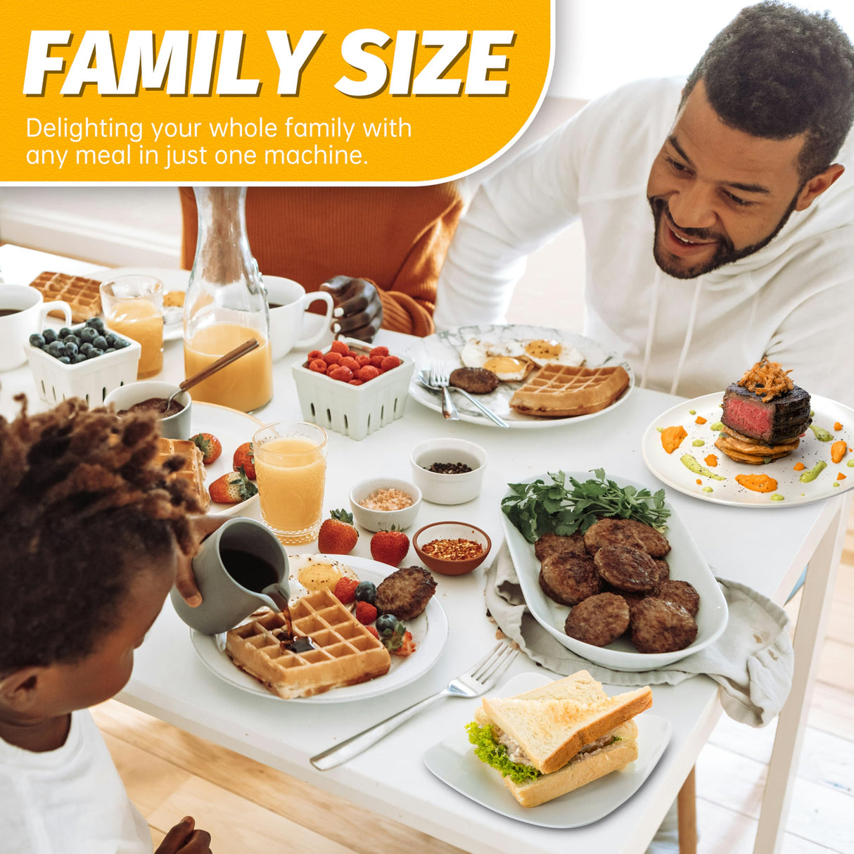 FineMade Belgian Waffle Maker with Removable Plates, Waflera Electrica, Large Waffle Iron, 3 in 1 Panini Grill Press Breakfast Sandwich Maker, Electric Griddle, Grilled Cheese Maker, Breakfast Station FineMade