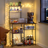 3IngSeagulls Baker's Rack for Kitchen with Storage, Microwave Stand with Adjustable Shelves, Kitchen Stand with 10 S Hooks, 6-Tier Coffee Bar Station, Kitchen Shelves for Spices, Pots, Rustic Brown 3IngSeagulls