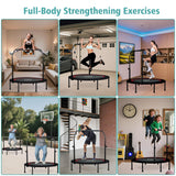 RAVS Mini Trampoline for Kids Adults 40"/48" Foldable Fitness Rebounder Kids Trampoline with 5 Levels Height Adjustable Handle Resistance Bands Indoor Workout RAVS