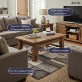 Durango 48-Inch Solid Wood Coffee Table with Storage Shelf Metal Accent – Industrial Farmhouse Living Room Table in Rustic Natural Finish by Alaterre Furniture Alaterre Furniture